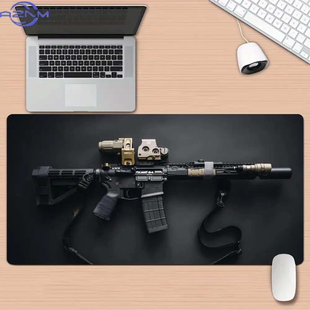 Tactical Rifle Theme Large Mouse Pad Desk Mat Stitched Edge Non-Slip Durable Pc Accessories Gun Parts Table Mats Mouse Carpet