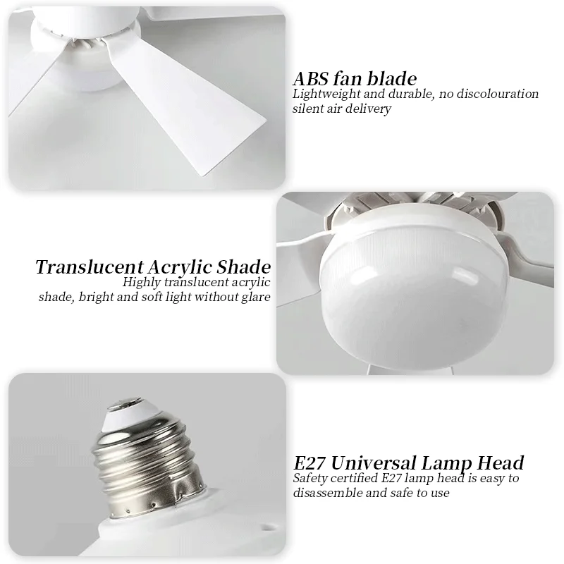 Ceiling Fan LED With Light Remote Control Dimmable Silent Modern Smart Wireless Fans for Kitchen Bedroom Dining room Living Room