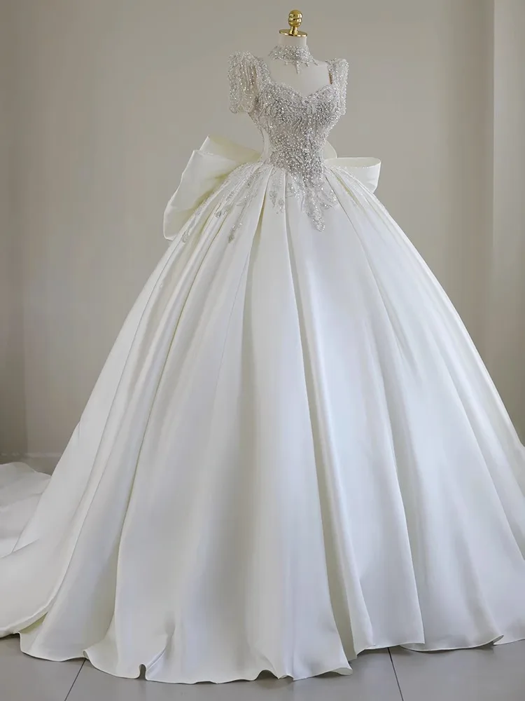 

Heavy Embroidery Wedding Dr 2025 New Sle Vintage Bride Exit Gown Royal ature Court Sle Long Tail