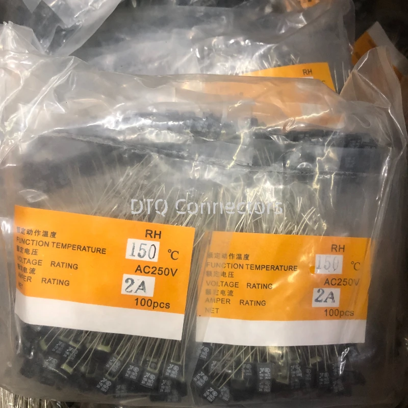 100pcs RH 92 95 105 110 115 120 125 130 135 140 145 150degree Thermal Fuse 2A 250V Black Square Temperature Fuse