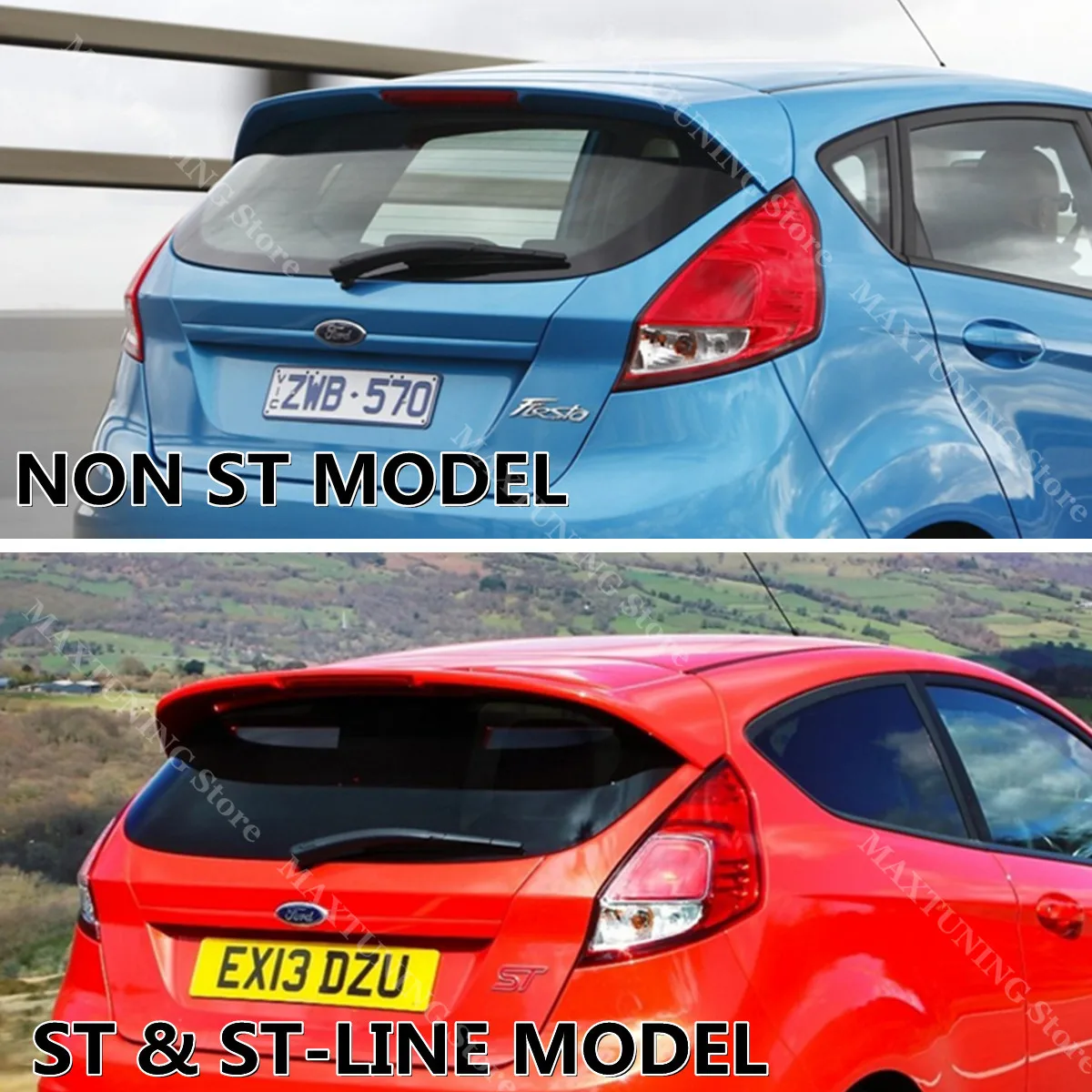 Maxton Style Roof Cap Rear Spoiler for Ford Fiesta B299 MK6 MK7 ST ST-Line EcoBoost TDCi TI VCT 2008-2017 Tail Wing Body Kit view 3