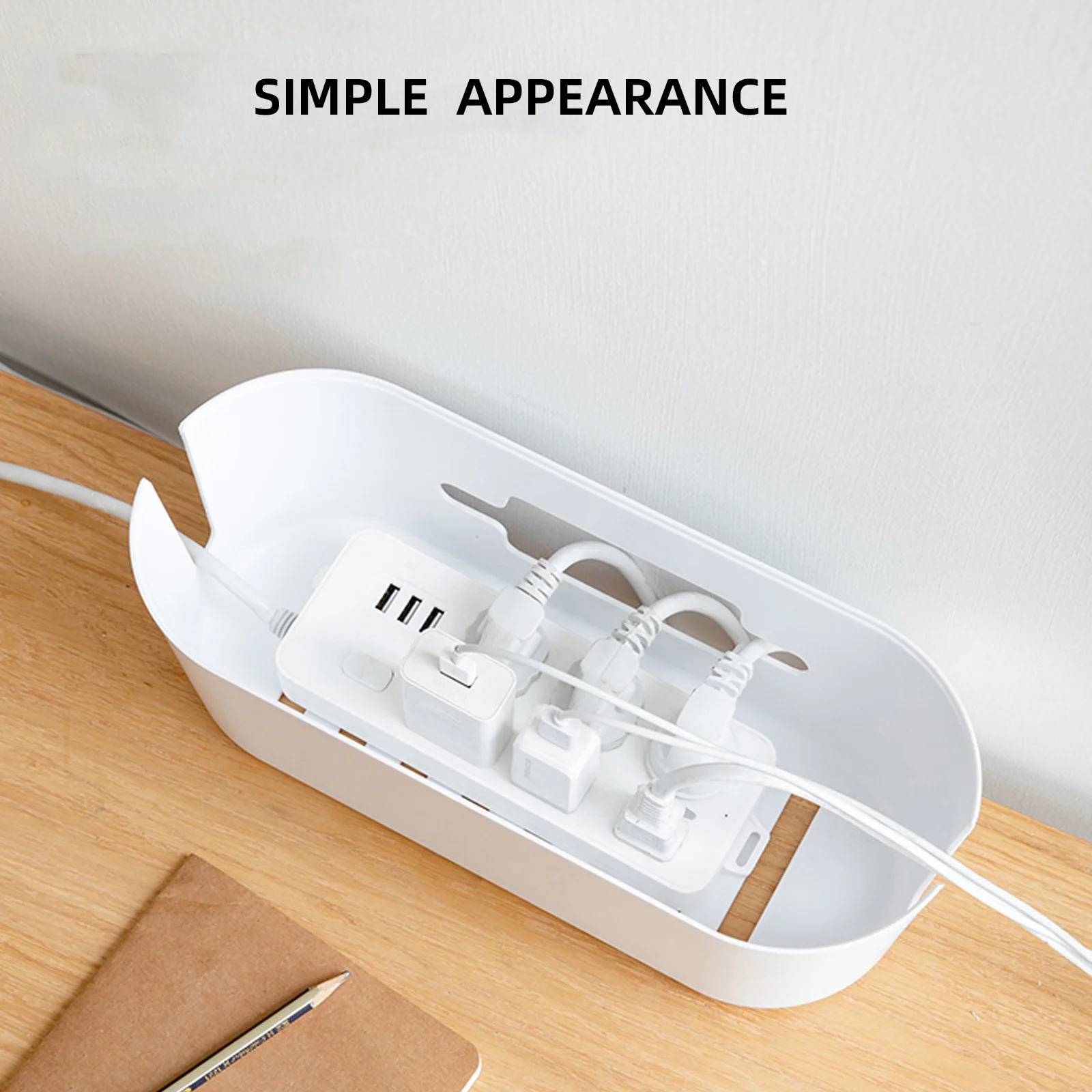 

1pc Plastic Cable Organizer Box For Power Strip Large Opening Detachable Cover Dustproof Household Storage Container Cable