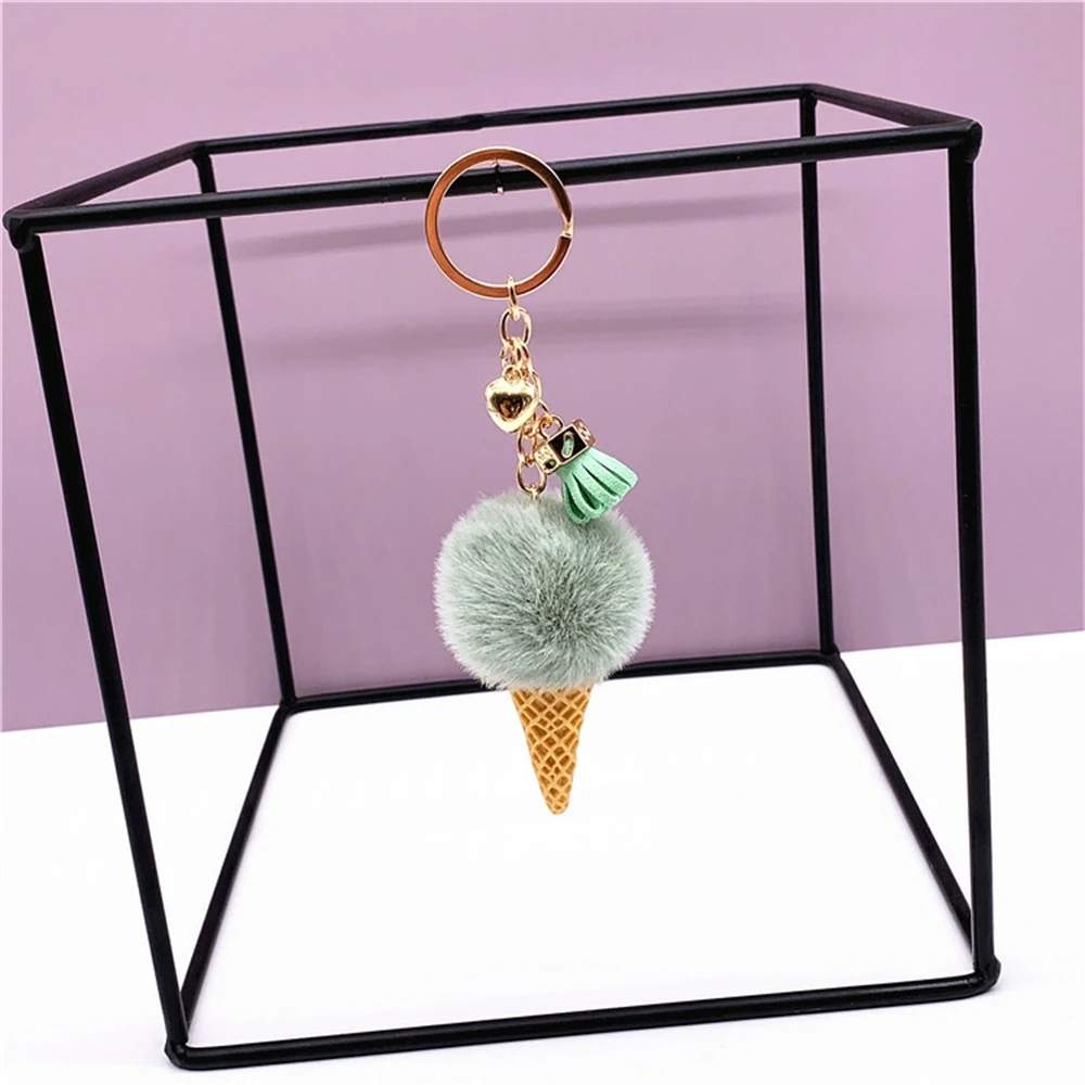 Captivating and charming ice cream-shaped keychain, cartoon car keychain, a most amusing mobile phone trinket for women's bags