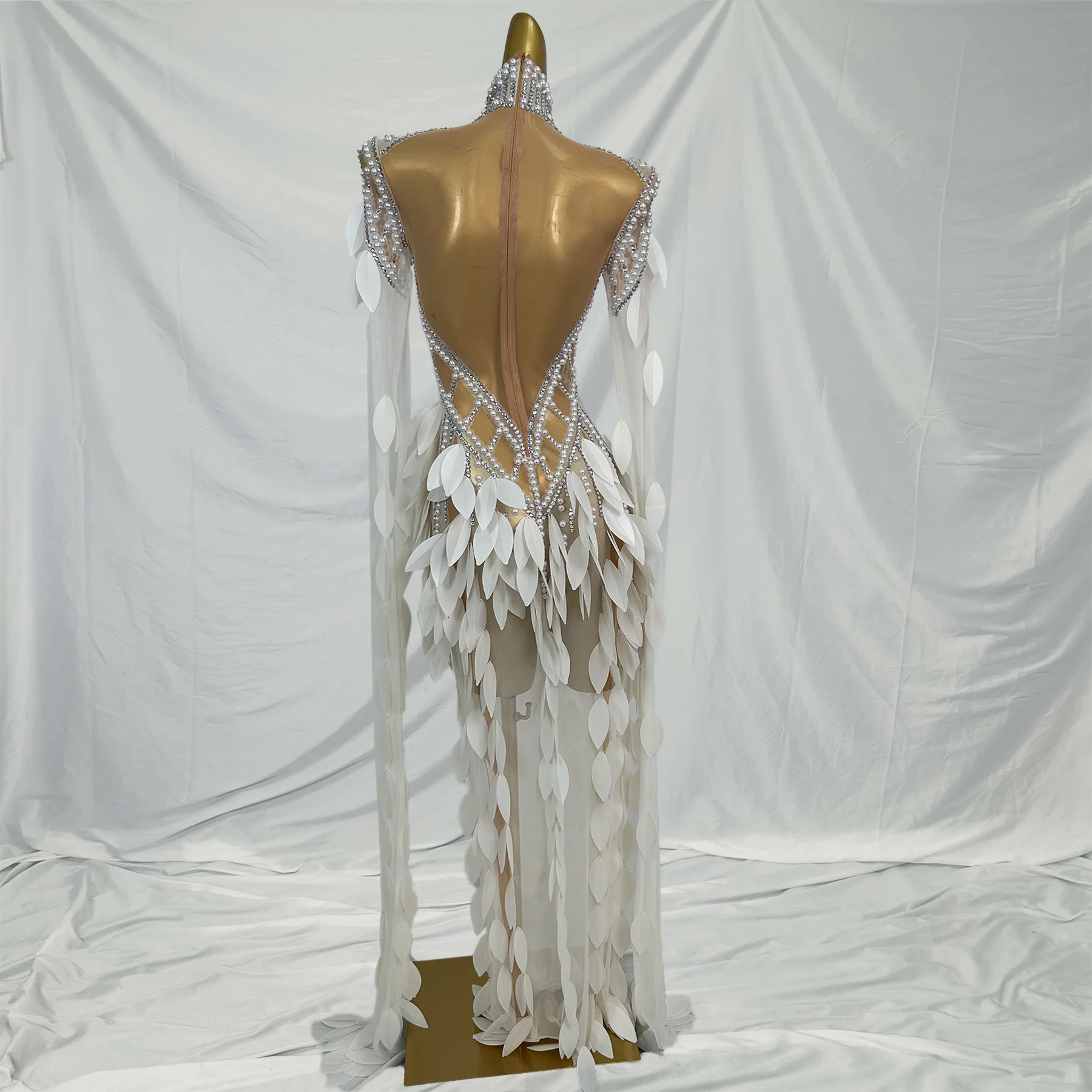 

Сексуальное длинное платье с жемчугом и стразами на день рождения, выпускной, женское вечернее платье для банкета, коктейля, женское клубное праздничное платье