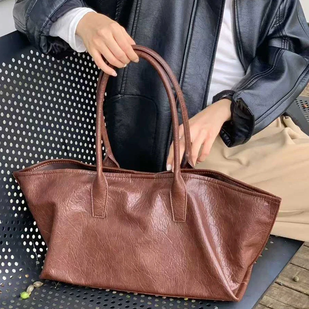 

Luxury Soft Tote Women Bag Top-handle PU Leather Handbags and Purses Large Capacity Shoulder Bag Designer Commuting Shopper Bags
