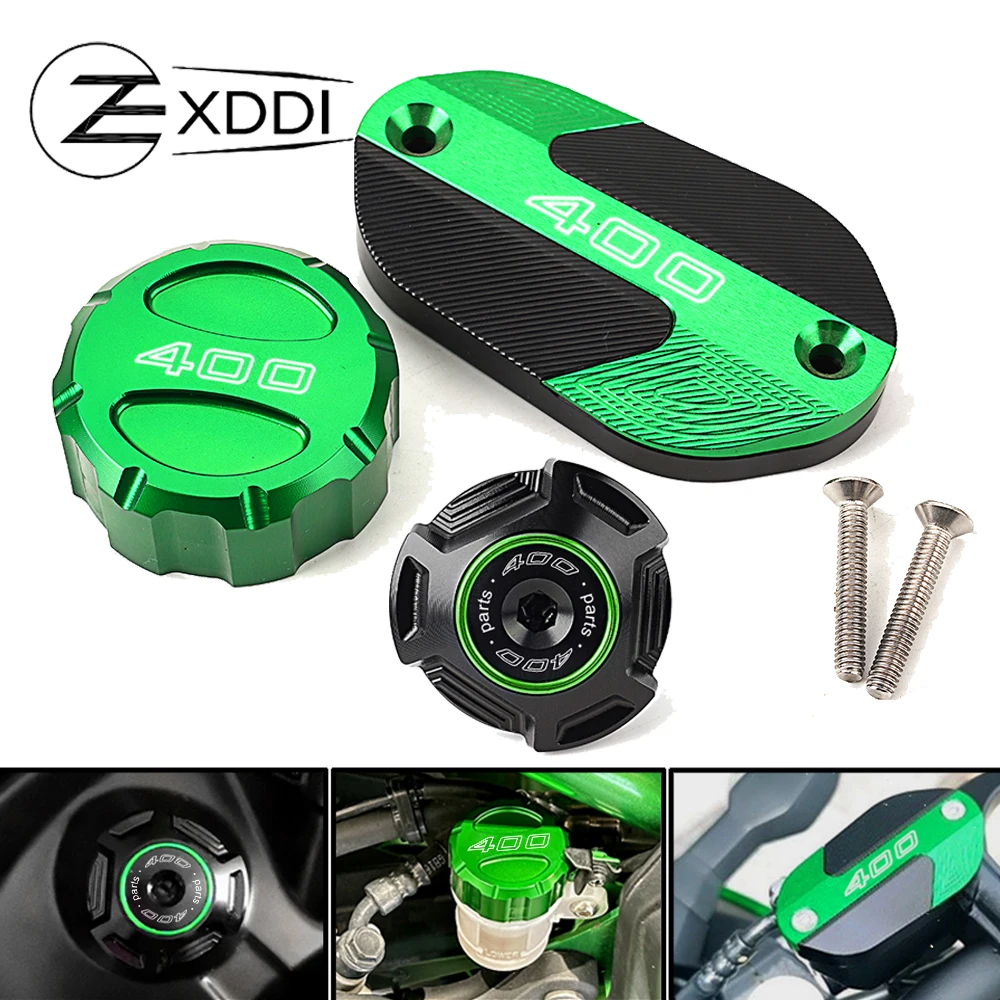 

For Kawasaki Ninja400 Z400 ninja 400 Z 400 NINJA 2018-2024 CNC Motorcycle Front Rear Brake Reservoir Fluid Cover Oil Filler Cap