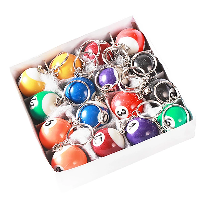 Creative Fashion Billiard Pool Keychains Round Ball Key Ring Key Chains Resin 32mm Ball Jewelry Gift