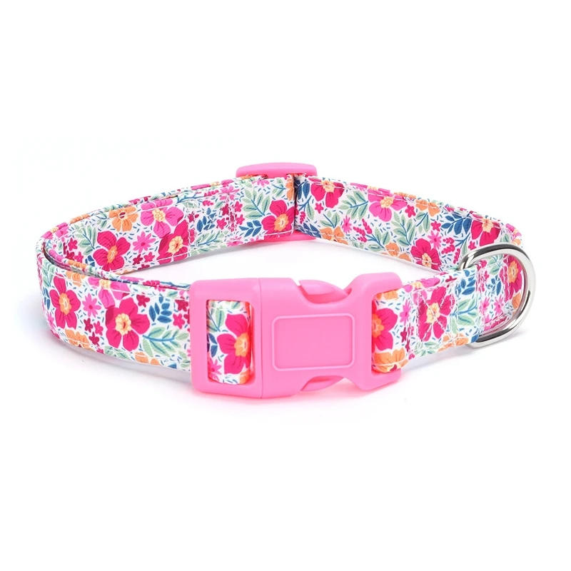 Adjustable Dog Collar Pet Outdoor Floral Print Nylon Dog Necklace Kitten Puppy Collars Chihuahua French Bulldog Dog Accessorie