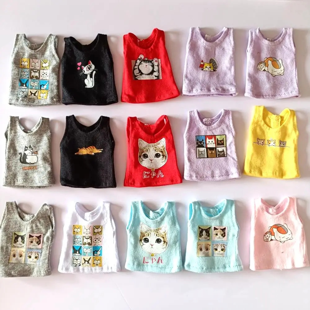 NEW Blyth Clothes T-Shirt Vest   Cute Cat print Vest Barbies clothes for Blyth, Momoko, Obistu, Licca , FR 1/6 Dolls Accessories