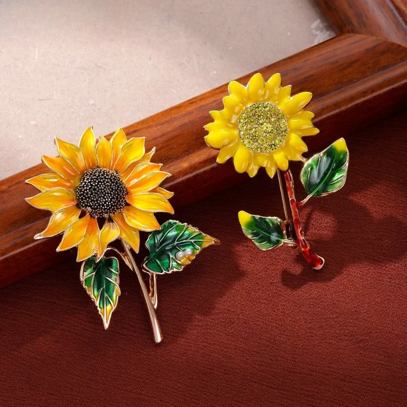 New Stylish Sunflower Brooch Creative Plant Flower Pin Badge for Clothes Bags Shoes Hat Scarf T-shirt Jeans DIY Accessories