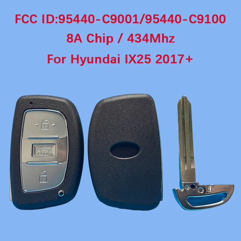 

CN020228 послепродажного обслуживания, 3-кнопочный смарт-ключ, пульт дистанционного управления, 8А, чип 433 МГц, FCC ID 95440-C9001 95440-C9100 для Hyundai IX25 Creta 2017