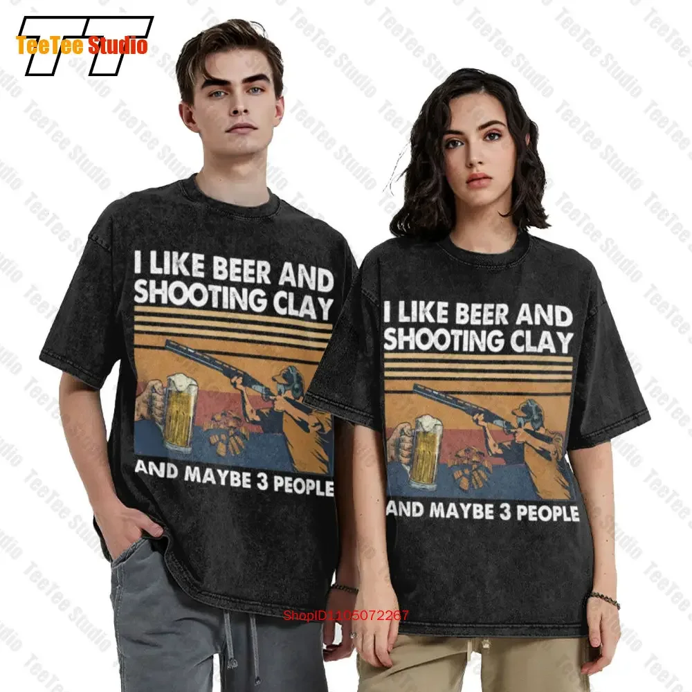 I Like Beer And Shooting Clay And Maybe 3 People Beer Drunk Vintage Oversized T-Shirt YL05