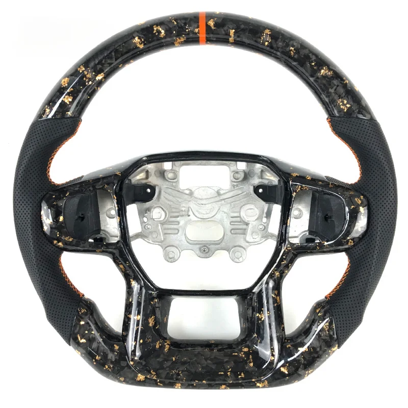 

For Ford Raptor F150 Ranger Custom Gold Powder Forged Carbon Fiber Sport Steering Wheel