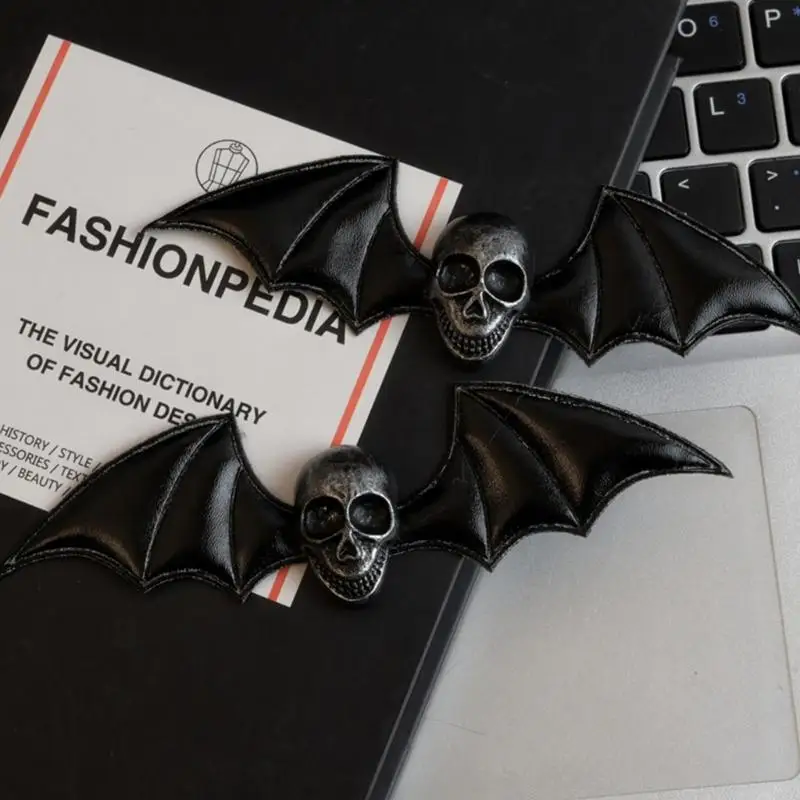 652F Bat Hair Clip Large Black Bats Wing Hairpin Skull Hair Clamps Hair Barrettes for Women Halloween Gift - Detail 1