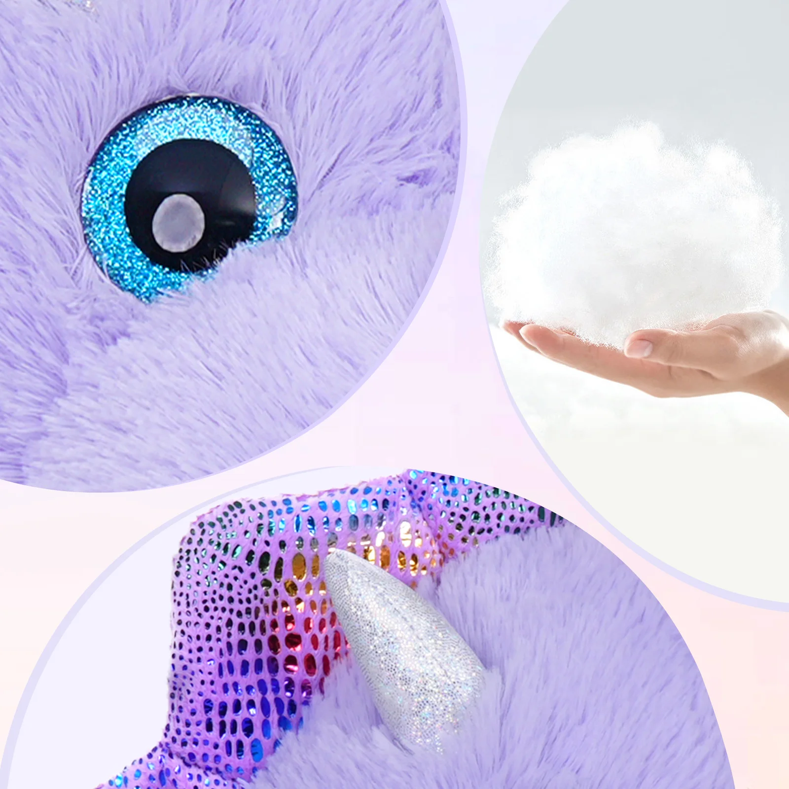 MaoGoLan Triceratops Animal en peluche, 21 pouces, maman dinosaure violet avec 3 bébés, ensemble de jouets d'oreiller en peluche dinosaure géant