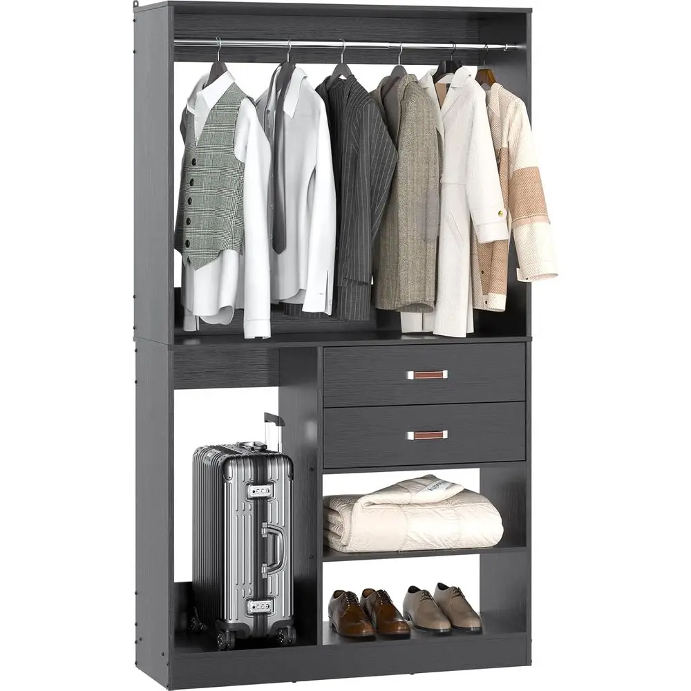 

Freestanding Black Wardrobe Storage System