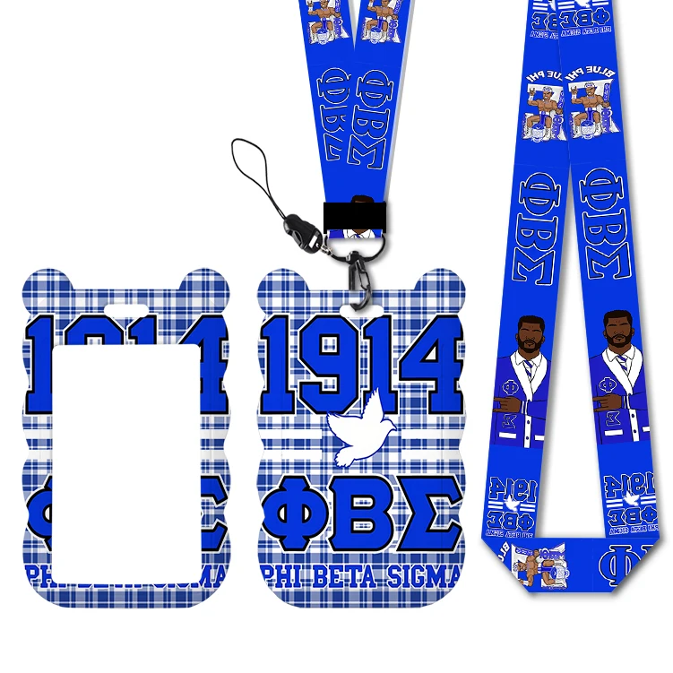 Fraternity Designs Phi Beta Sig Lanyards ID Badge Holder Strap Work Card Bus Access Card Holder Keychains Accessories