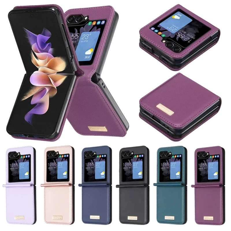 

Модный однотонный металлический флип-кожаный чехол-кошелек для Samsung Galaxy Z Flip 6 Flip5 4 3, эксклюзивный кожаный чехол для телефона