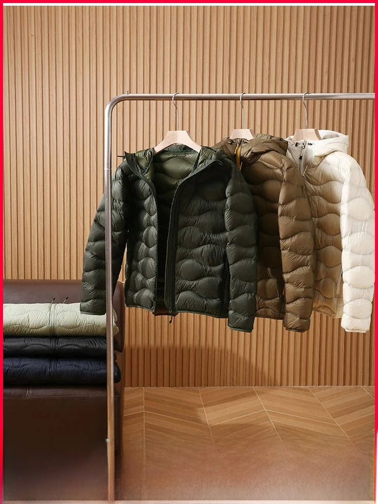 

Men's Lightweight Warm Outdoor Hooded down Jaet High Loosen Autumn Winter Casual Faionable Polyester Fiber Windproof