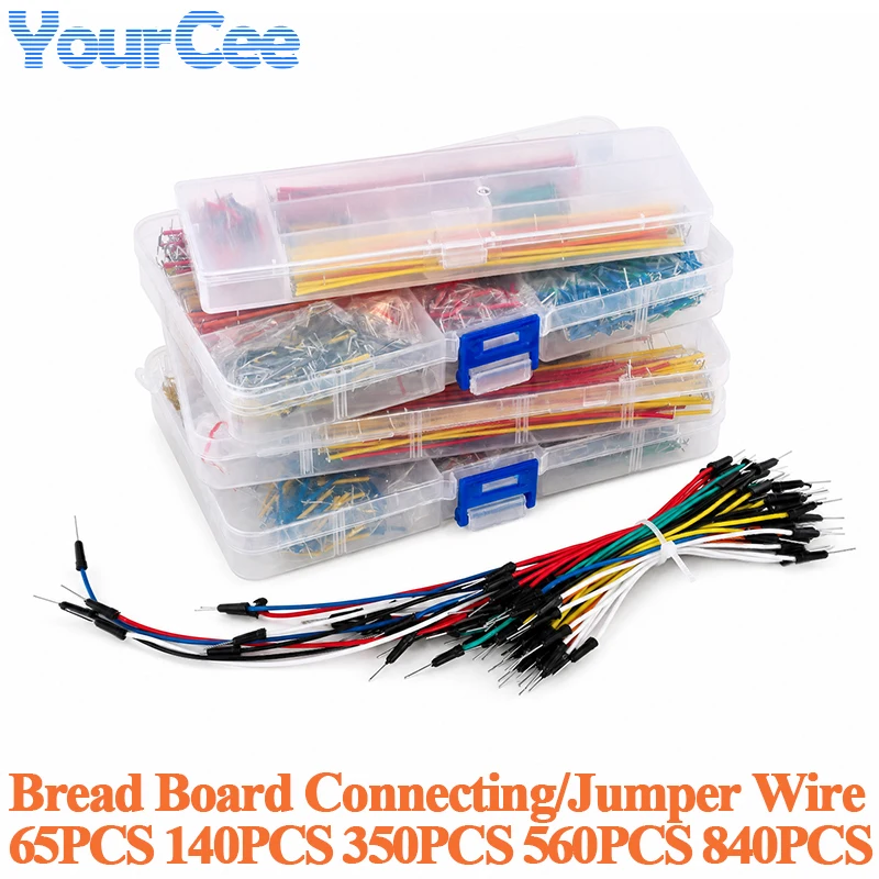 65pcs/840pcs Solderless Flexible Breadboard Jumper Wires Cables Bread Plate Line Connecting Wire Adapter Wire