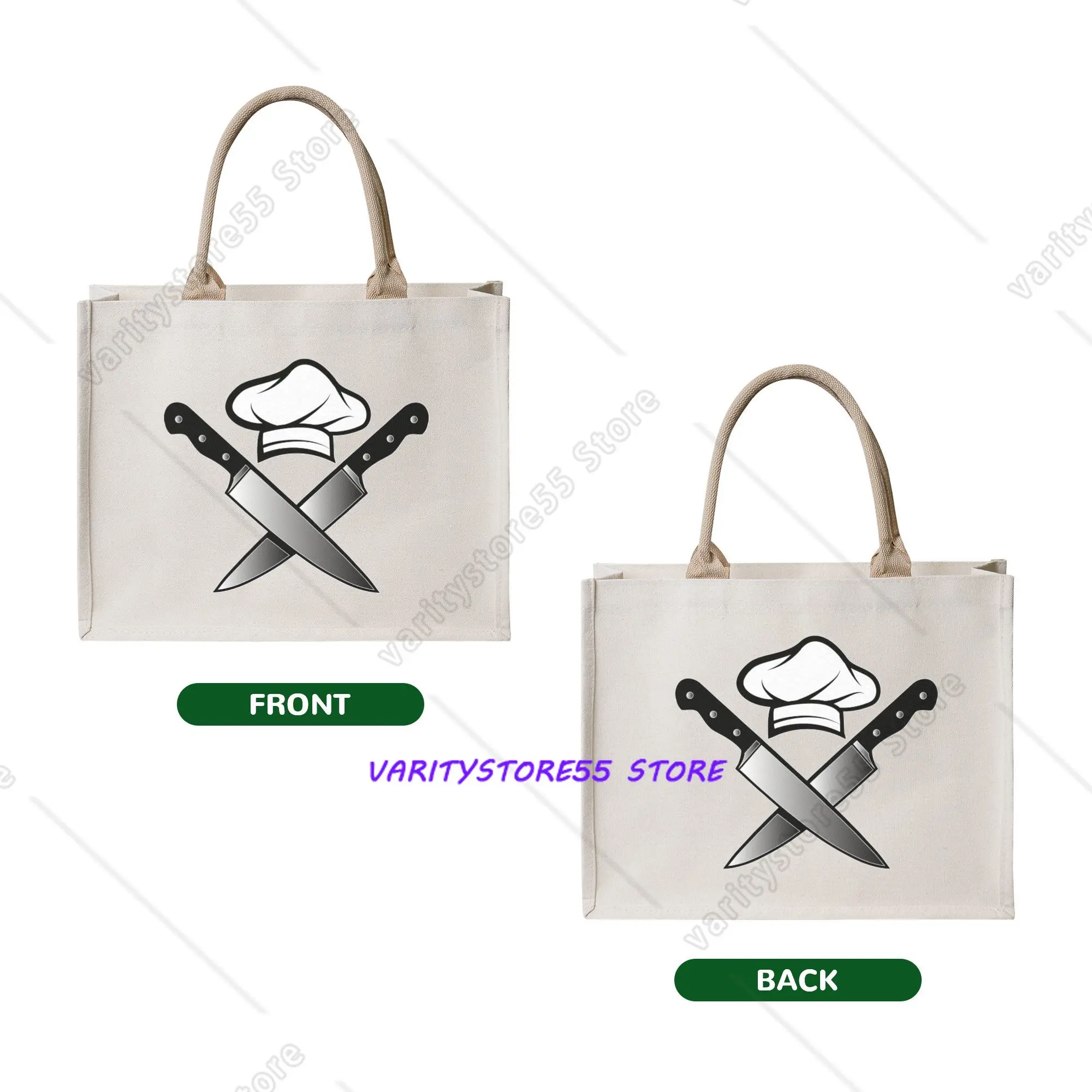 Skull Knives Chef Groceries Shopping Bags Fashion Shopper Tote Shoulder Bag Big Capacity Portable  Handbag