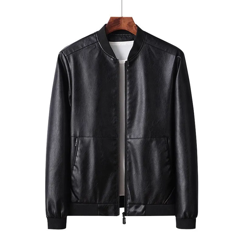

Мужская кожаная куртка Slim Fit в корейском стиле, молодежная, весенне-осенняя верхняя одежда, повседневное пальто с длинными рукавами, прочное и теплое