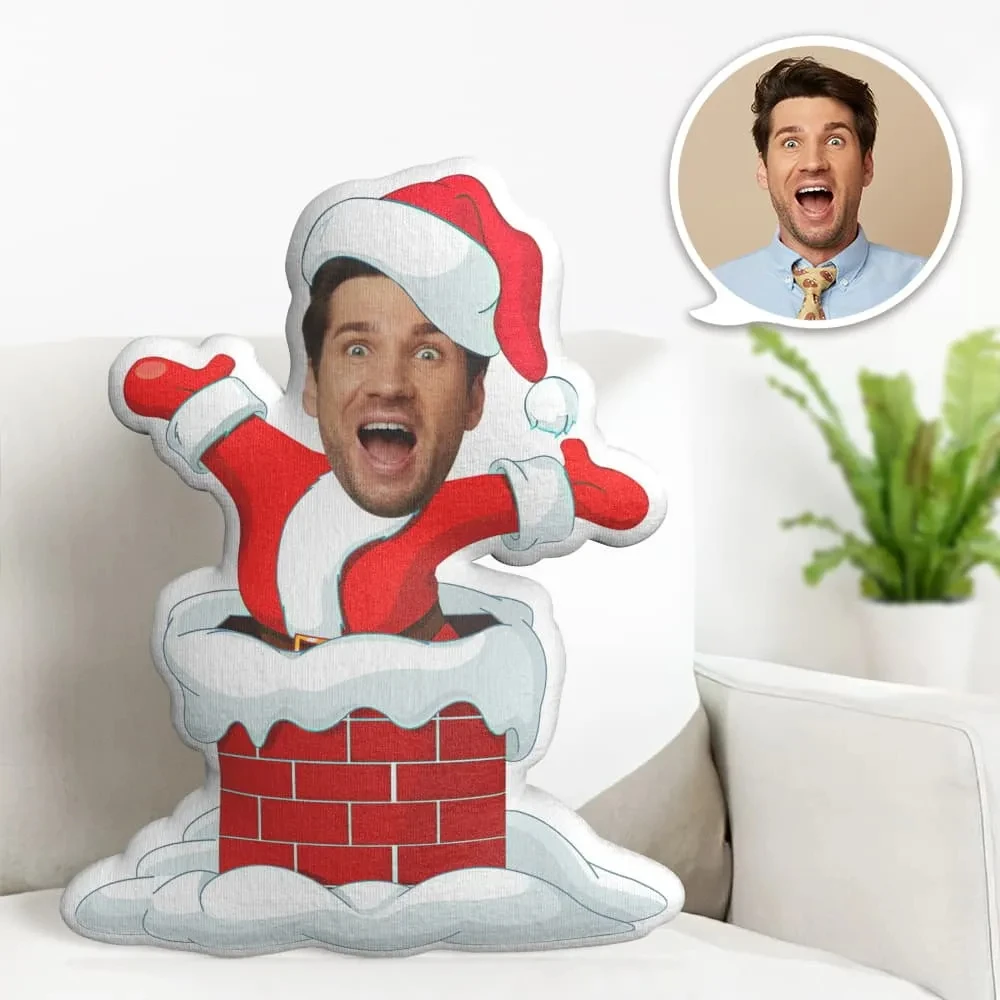 Benutzerdefiniertes Gesichtskissen, personalisiertes Fotokissen, Kamin, Weihnachten, MiniMe-Kissen, Geschenke für Weihnachten