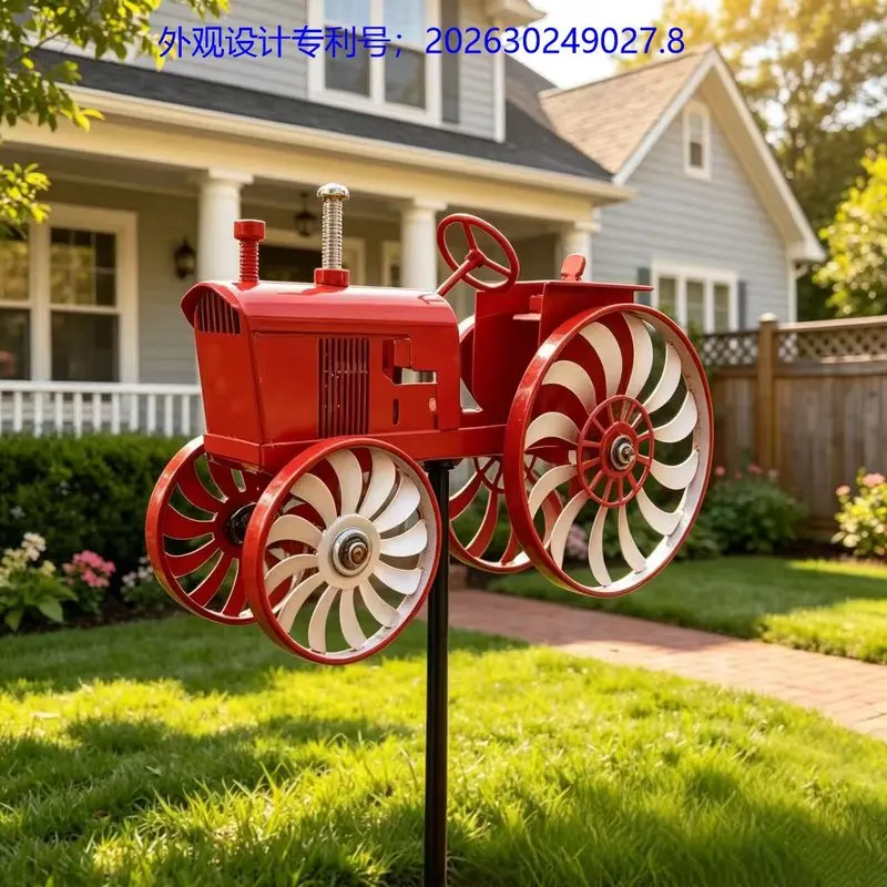 Cross-border metal wrought iron tractor windmill garden outdoor rotating decorative ornament