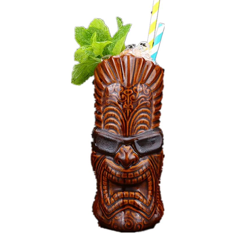 

550ml Hawaii Ceramic Tiki Mug Creative Porcelain Beer Wine Mug Cup Bar Tool