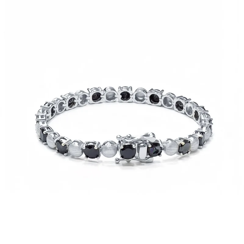 

Браслет из стерлингового серебра 925 пробы с позолотой 0,5 карата, черный муассанит, европейско-американский модный роскошный браслет для женщин, Party Dail