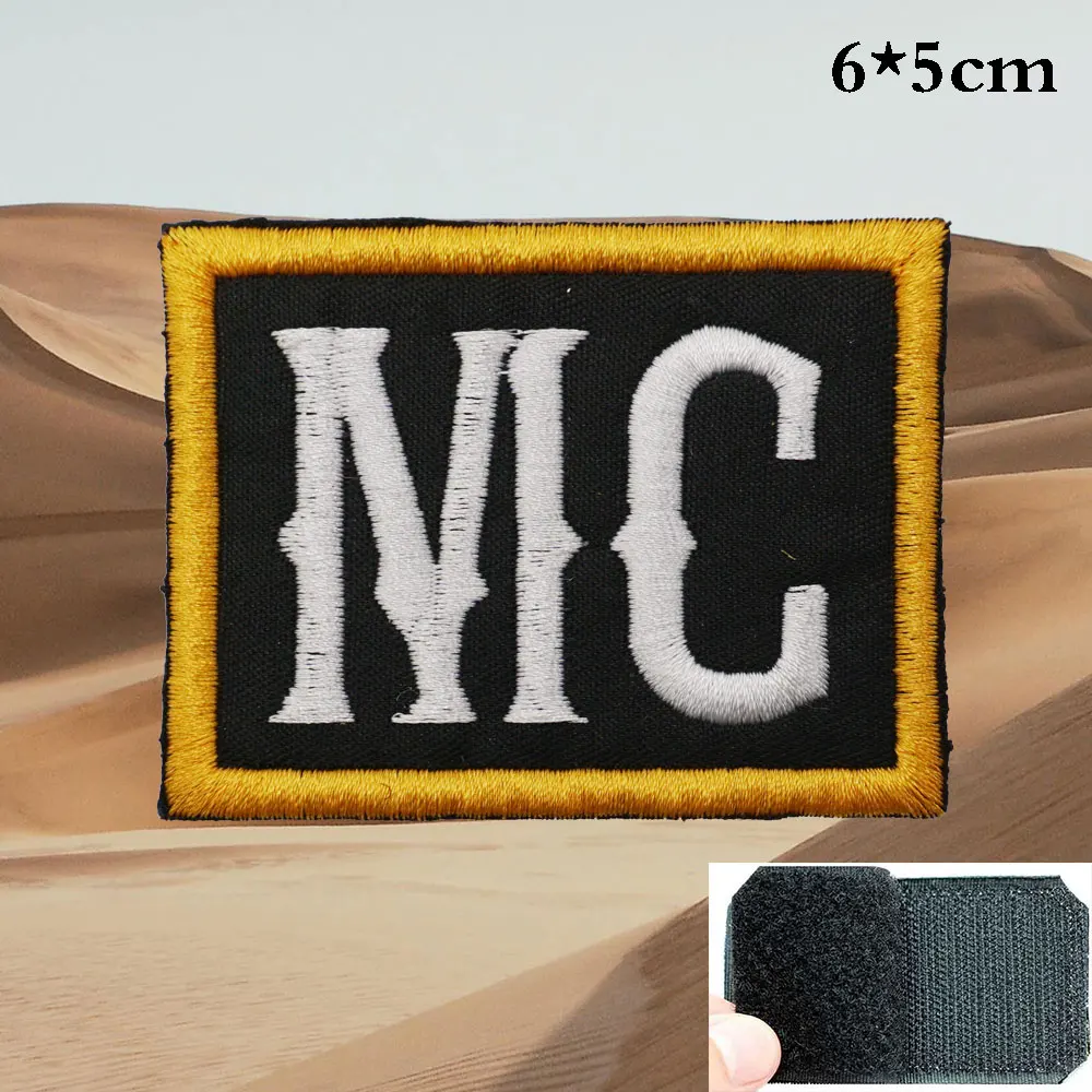 MC 1% Embroidered Patches Applique Sewing Label punk biker Band Rock Clothes Badges with hook backing or sew on