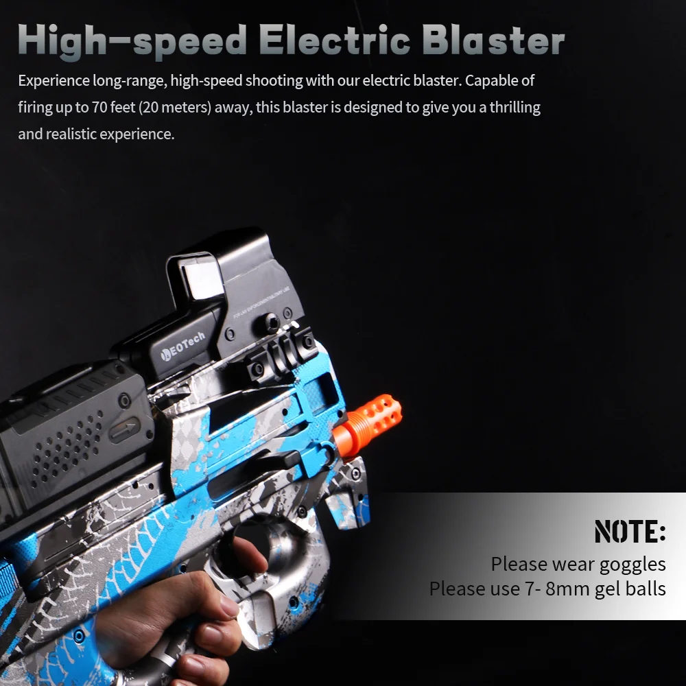 P90 7.4VElectric Gel Ball Blaster Toys, Automatic Eco-Friendly Splatter Ball Blaster, Suitable For Outdoor Shooting Games