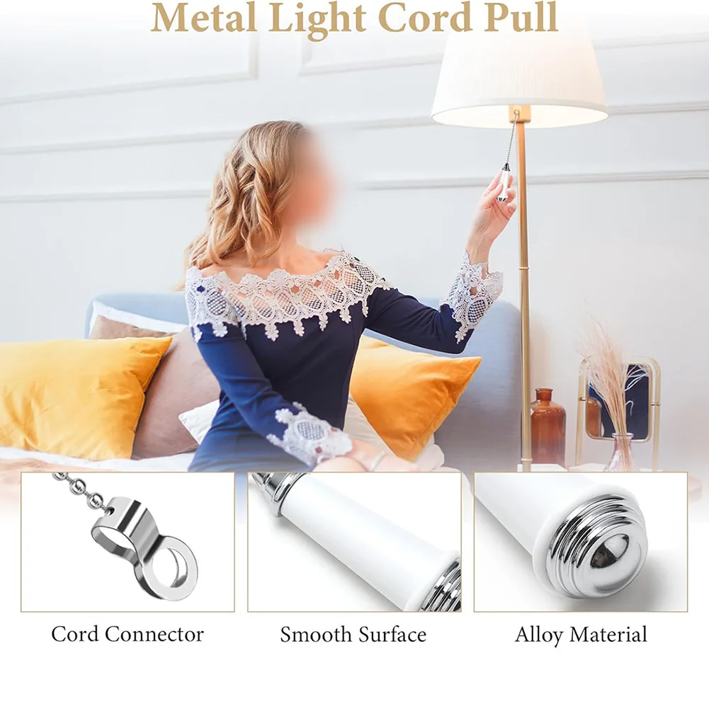 Pull Chain Extension 100cm White Porcelain Light Switch Handle with Zinc Alloy Connectors for Easy Installation
