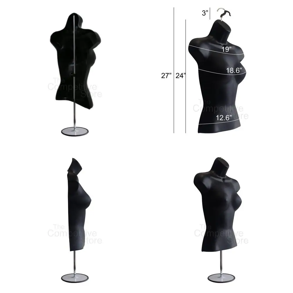 

Stackable Hollow Back Male Mannequin with Metal Stand for Clothing Display, S-M Size, Black (Set of 1)