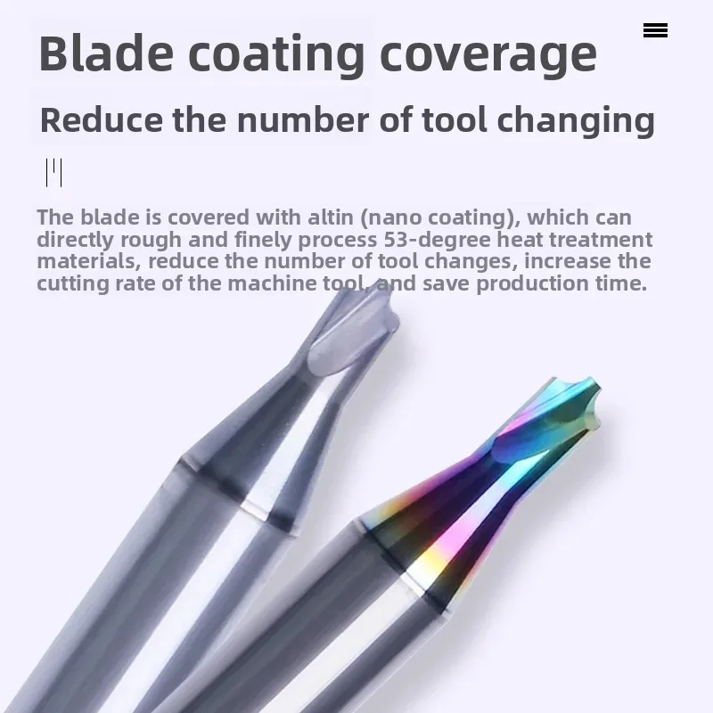 Ruienteng High-end Tungsten Steel Internal R Milling Cutters for Small Diameters, Alloy External R Chamfering with Decimals R0.1