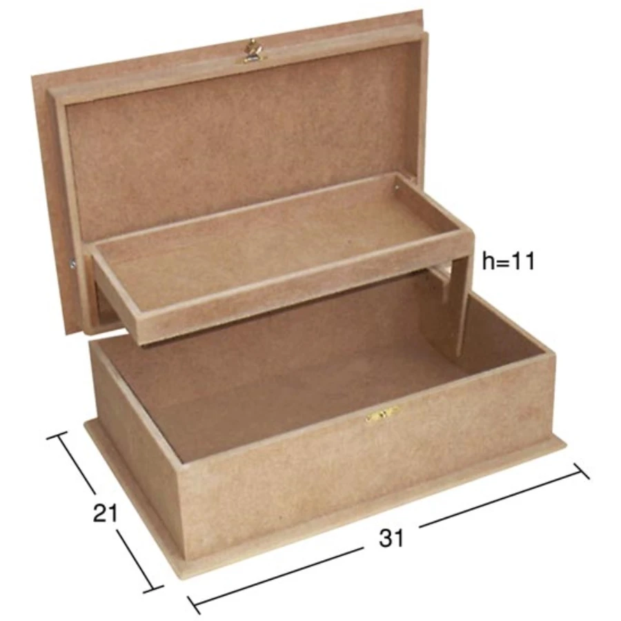 KU266 Shelf Box, Unpainted Raw Wood Mdf Box