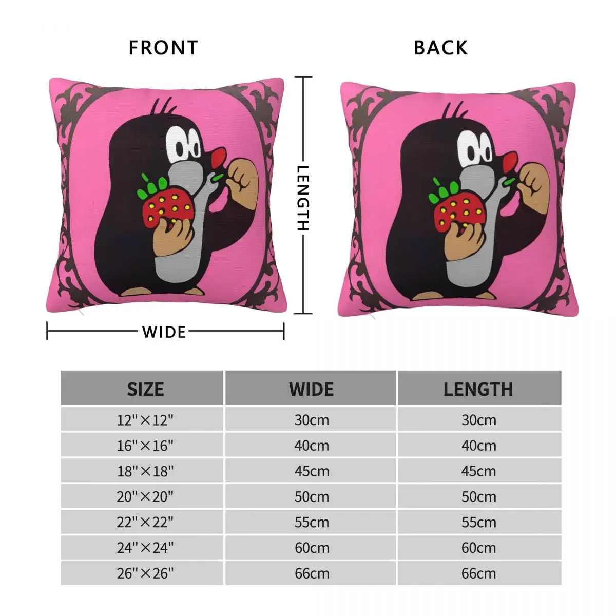 Cute Little Mole Print Cartoon Pillow Cover Cushion Cover Square Design Pillow Case Vintage Pillowcases For Sofa Home Decoration