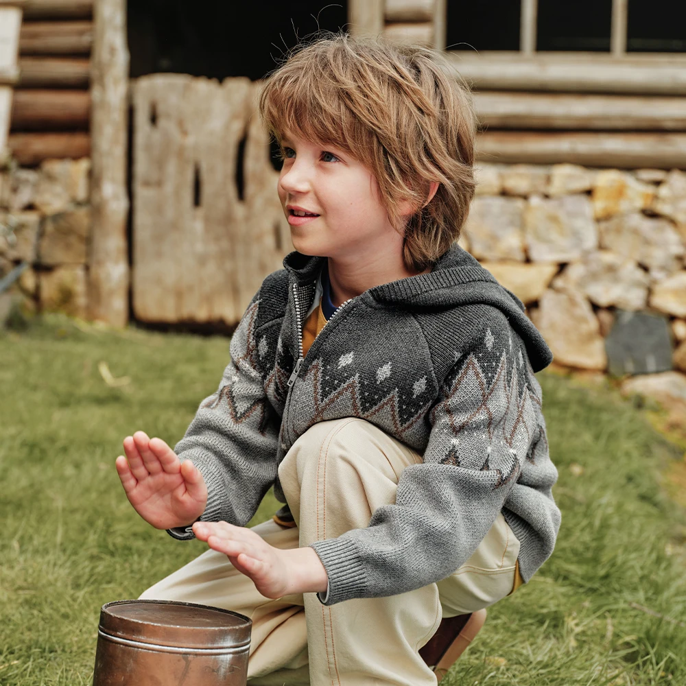 Dave Bella Boys Knitted Hooded Cardigan Children Autumn Spring Sweater Coat Kids Knitwear Long Sleeve Outwear DK3263413