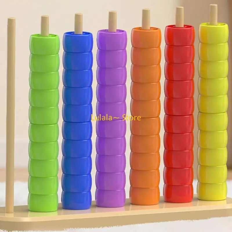 Y4QA Plastic Color Sorting Beads Toy Set Kid Educational Counting Toy For Preschooler