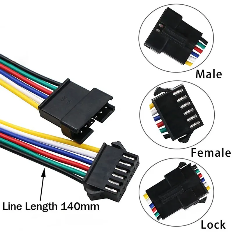 2Pin 3Pin 4Pin 5Pin 6Pin led موصل ذكر/أنثى JST SM 2 3 4 5 6Pin موصل قابس سلك كابل لشريط Led ضوء مصباح سائق #1