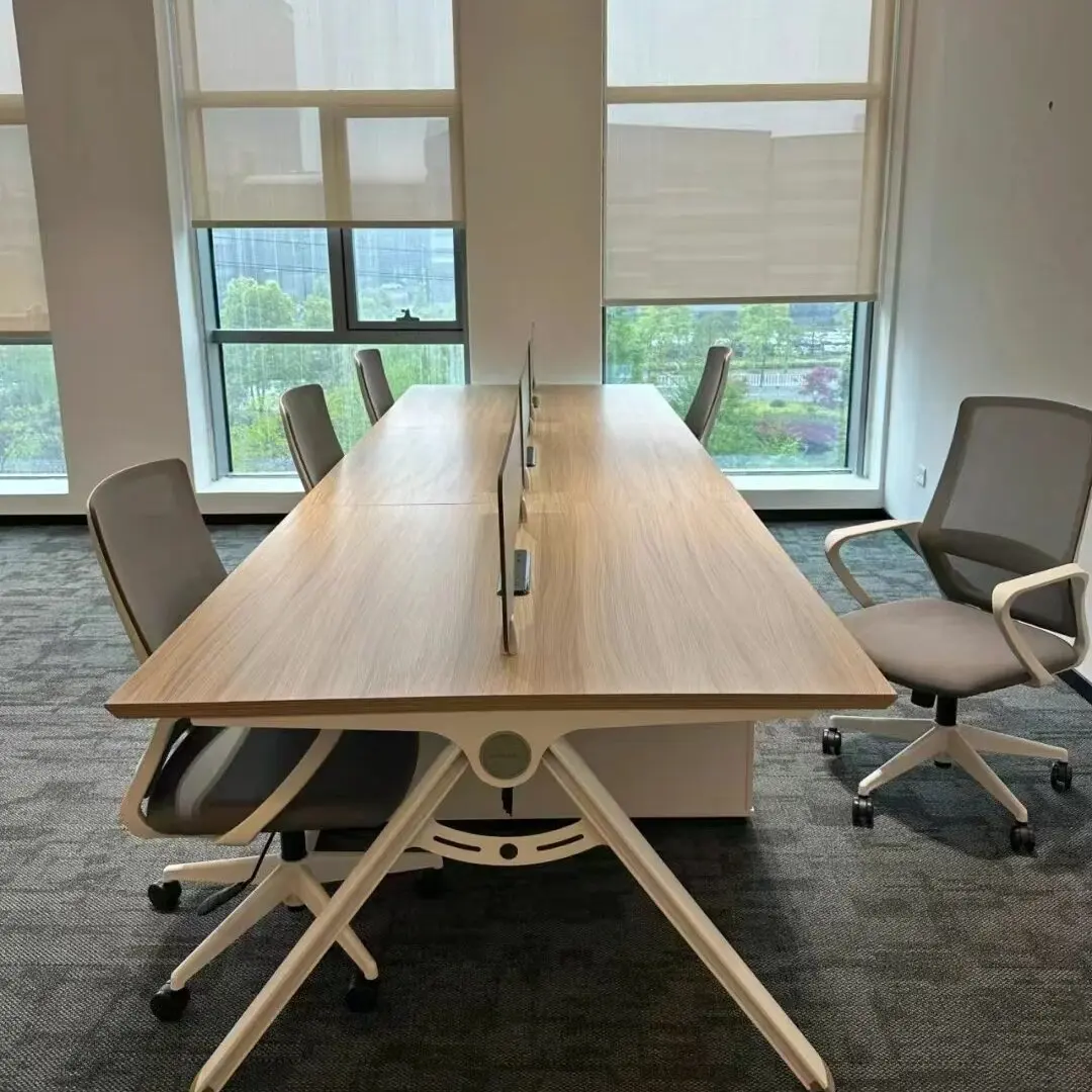 

Factory Direct Wholesale Office Furniture Minimalist Design Six Employee Single & Multi-Person Desks And Chairs