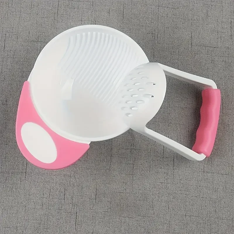 1pc 폴리프로필렌 수동 식품 분쇄기, 미끄럼 방지 그릇 및 스크린이 있는 과일 퓌레 연삭 도구, 충전되지 않음,