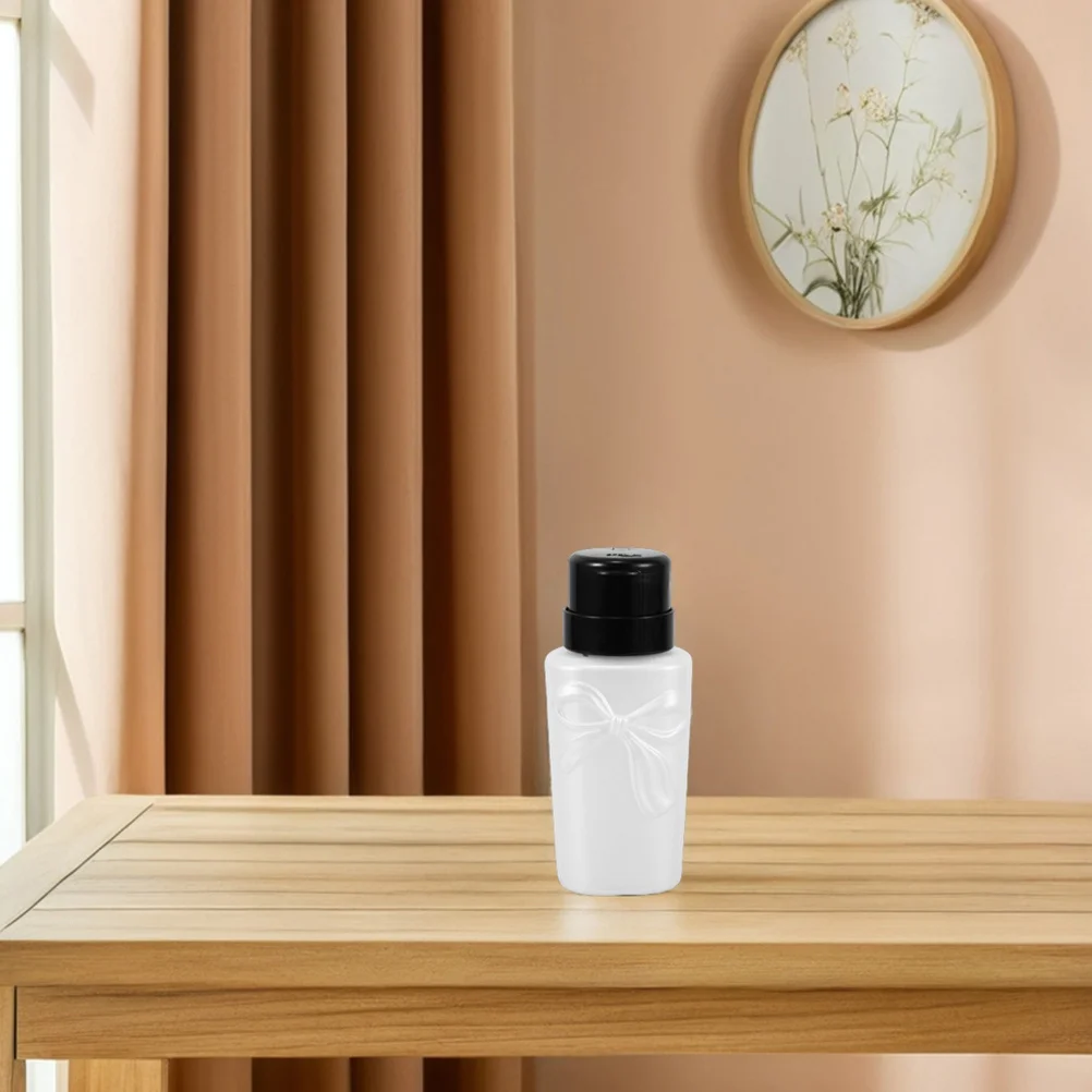 2Pcs Stylish Bowknot Nail Polish Remover Pump Bottle Secure Lock Travel Portable Makeup Cleaner Dispenser Makeup Cleaner Bottle