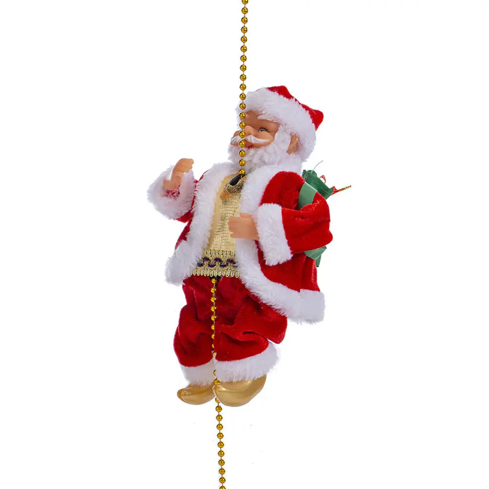 

Electric Santa Climbing Bead String Musical Festive Decor for Christmas Party Home Office Coffee Shop Photography Prop Xmas Gift