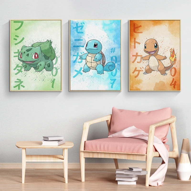 Tela opera d'arte pittura Pokemon Bulbasaur stampe modulari soggiorno amici regali camera da letto per bambini Decor Kid Action Figures