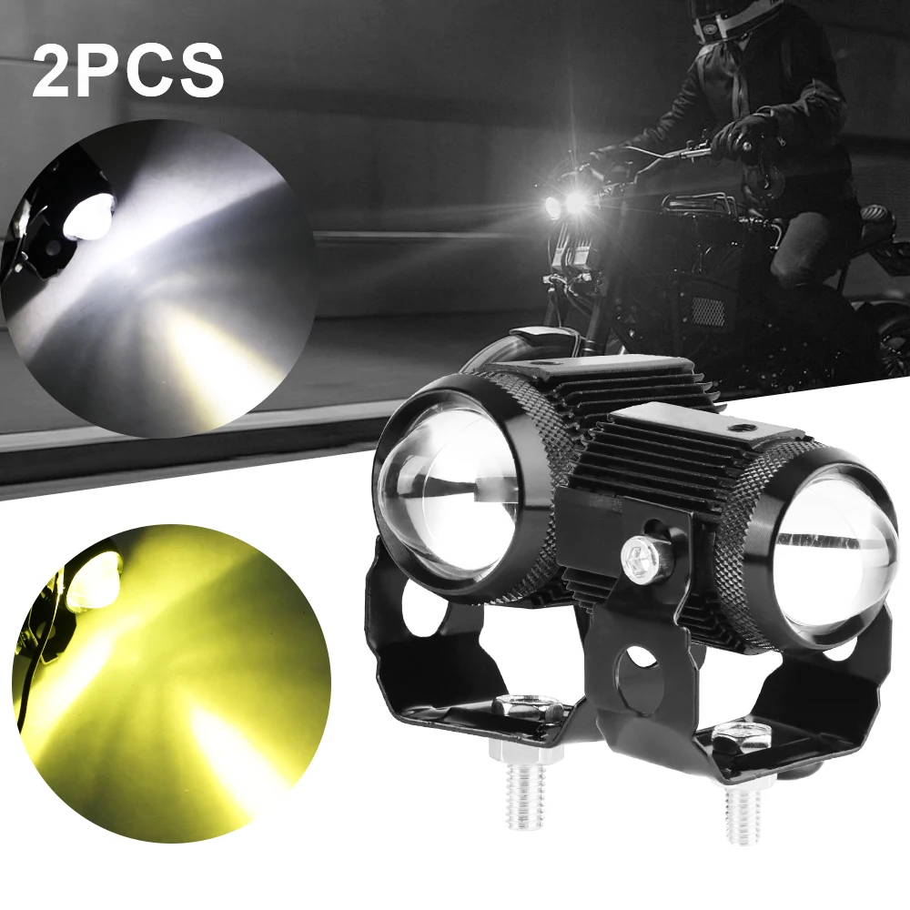 Auxiliary Spotlight Lamp Headlamp White Yellow Work Offroad Driving Fog Lamp Motorcycles Headlight Fog Motorcycle LED HeadLight