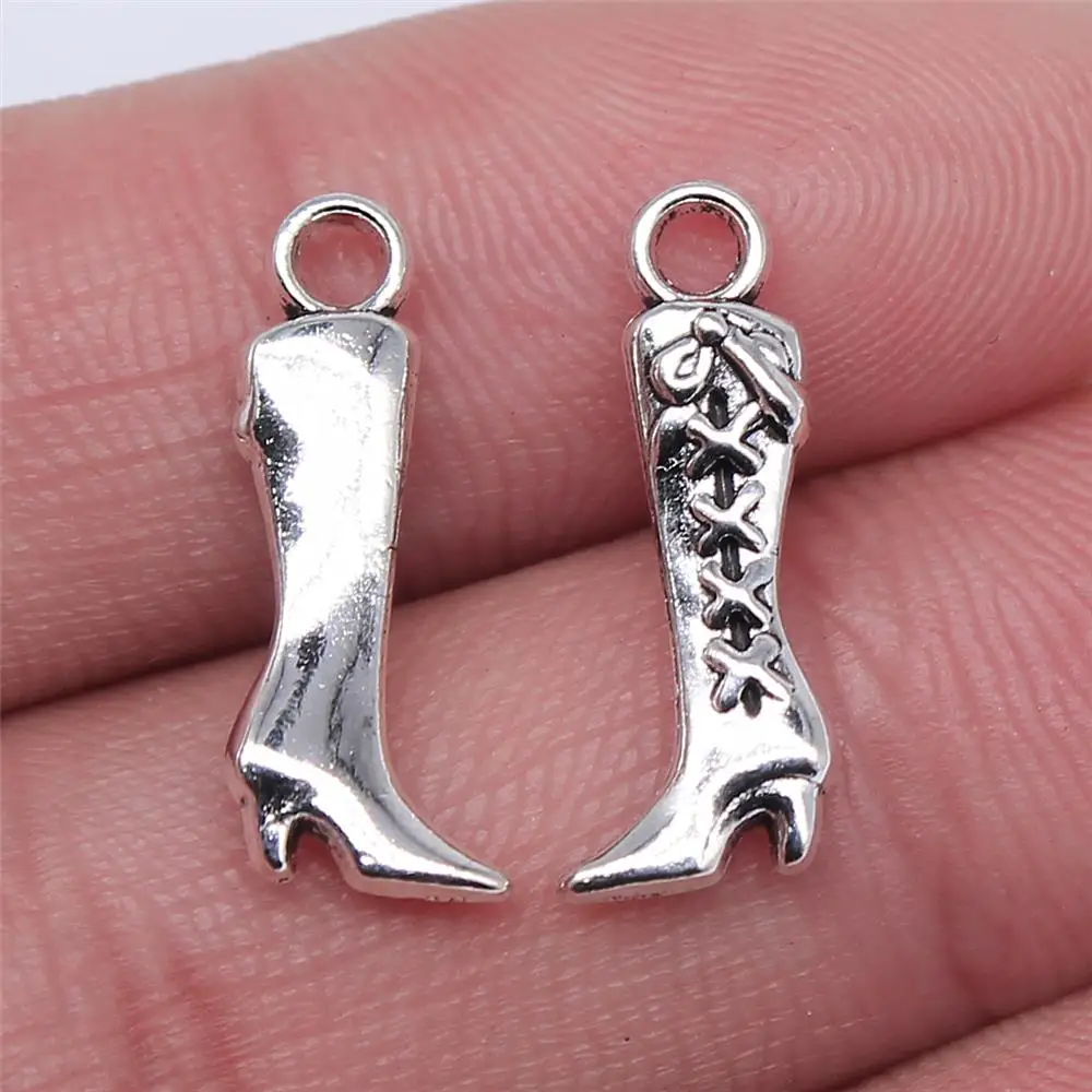 WYSIWYG 10pcs 19x8mm Boots Charms Antique Silver Color Pendant Charms Jewelry Findings For Jewelry Making