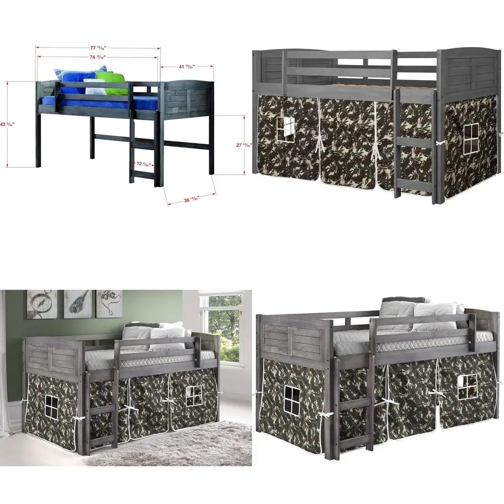 

Кровать-чердак Camo Tent Twin Antique Grey Louver Low Lot