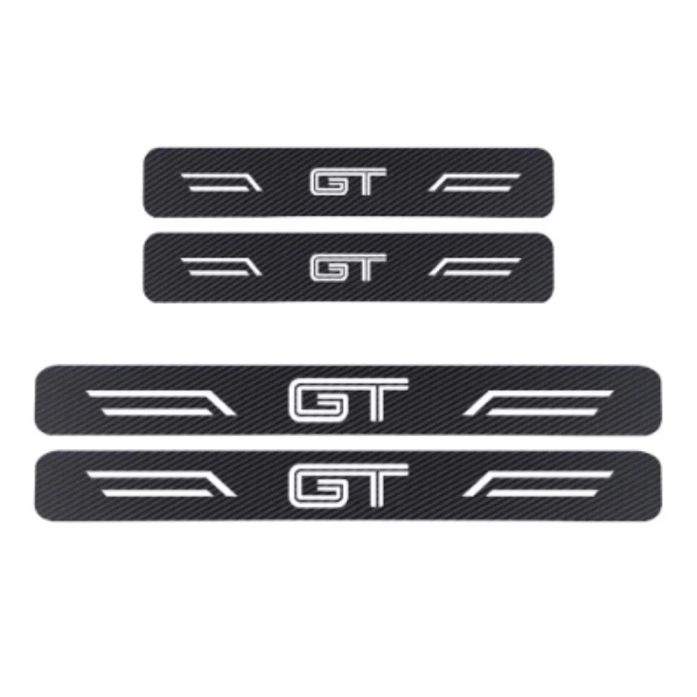 4pcs Carbon Fiber Car Door Threshold Pedal Scuff Plate Stickers for Ford Mustang 50 Years Bronco GT Mach 1 Flag Ecoboost mach-e