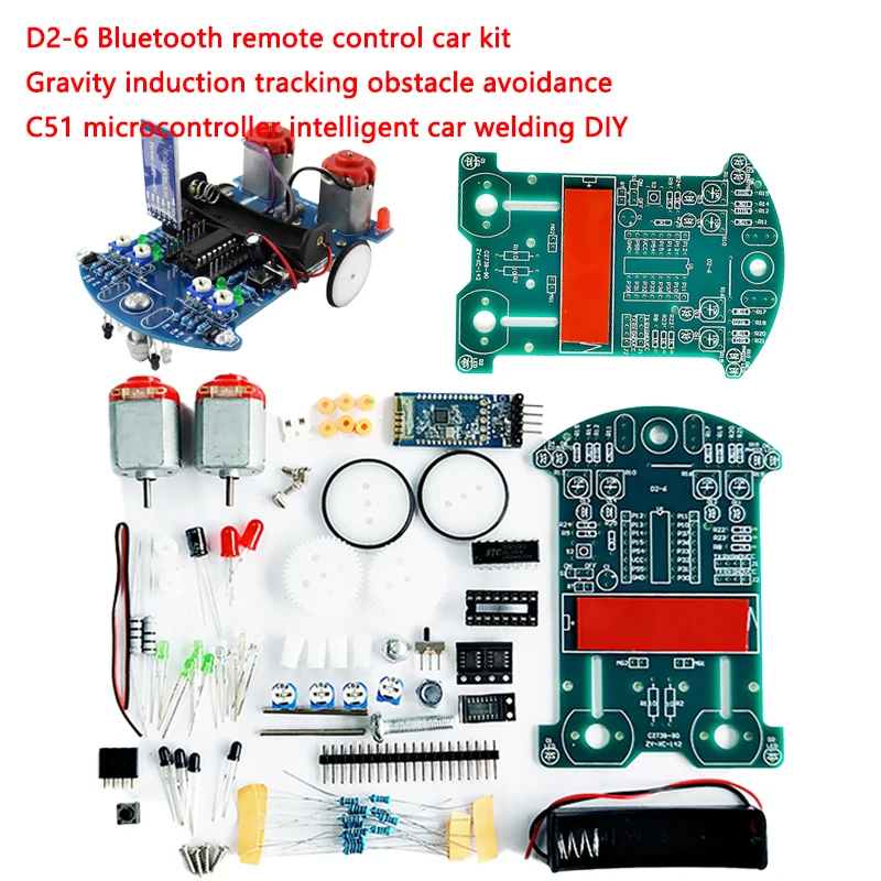 D2-6 Bluetooth remote control car kit Gravity induction tracking obstacle avoidance C51 microcontroller smart car welding DIYNew